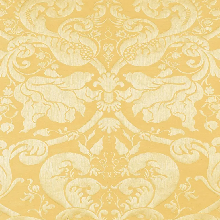 Schumacher 22552 Gavotte Brocatelle Damask Gold fabric swatch