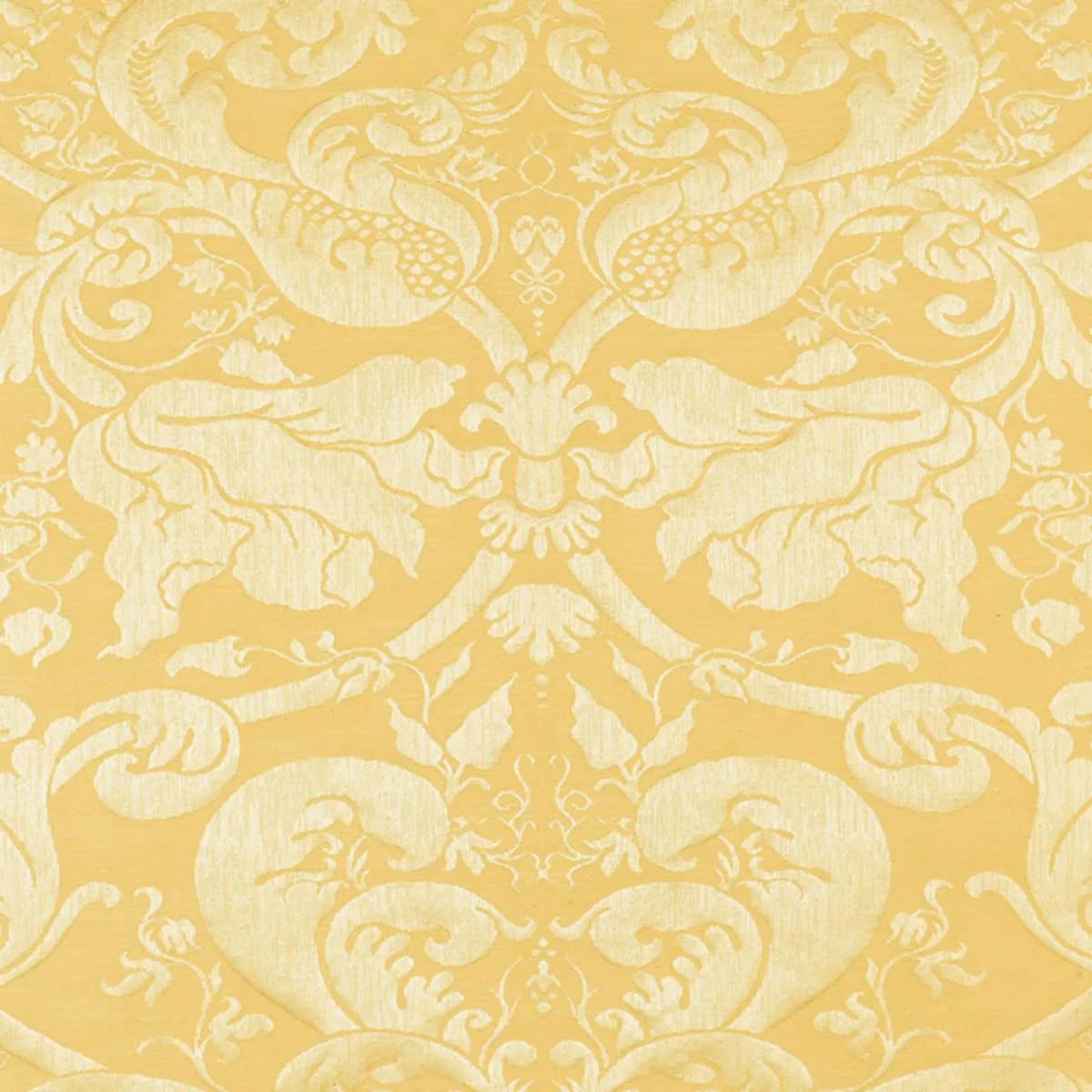 Schumacher 22552 Gavotte Brocatelle Damask Gold fabric swatch
