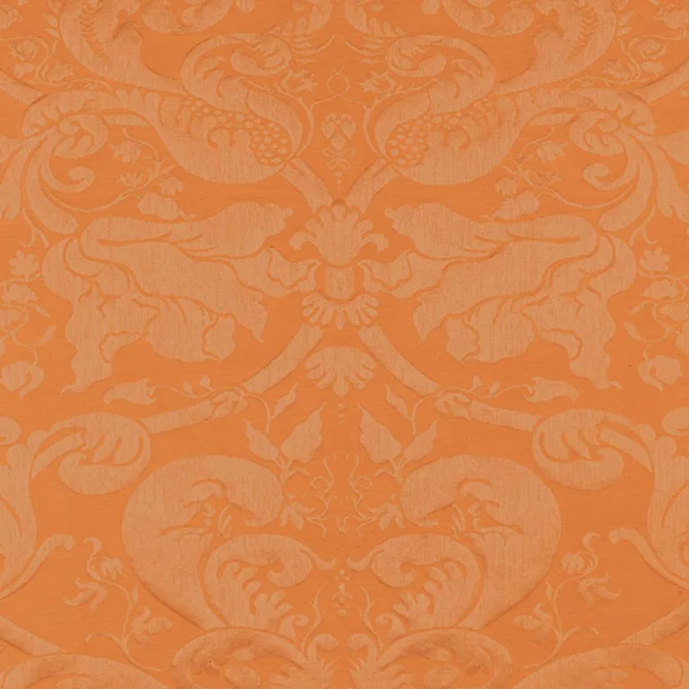 Schumacher 22553 Gavotte Brocatelle Damask Terracotta fabric swatch