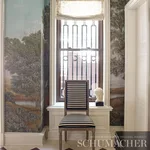 Schumacher 69245 Geoffrey Metallic Stripe Obsidian fabric swatch