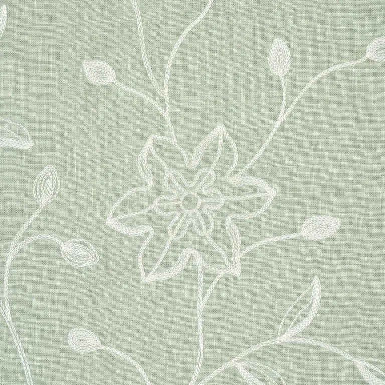 Schumacher 3491000 Georgia Linen Embroidery Aqua fabric swatch