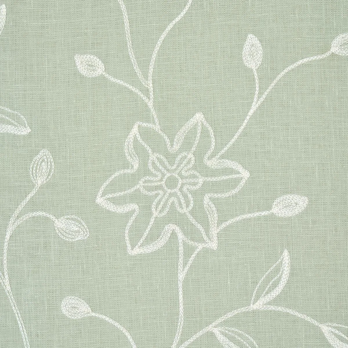 Schumacher 3491000 Georgia Linen Embroidery Aqua fabric swatch