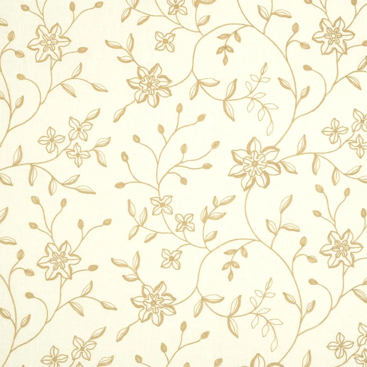 Schumacher 3491001 Georgia Linen Embroidery Sand fabric swatch