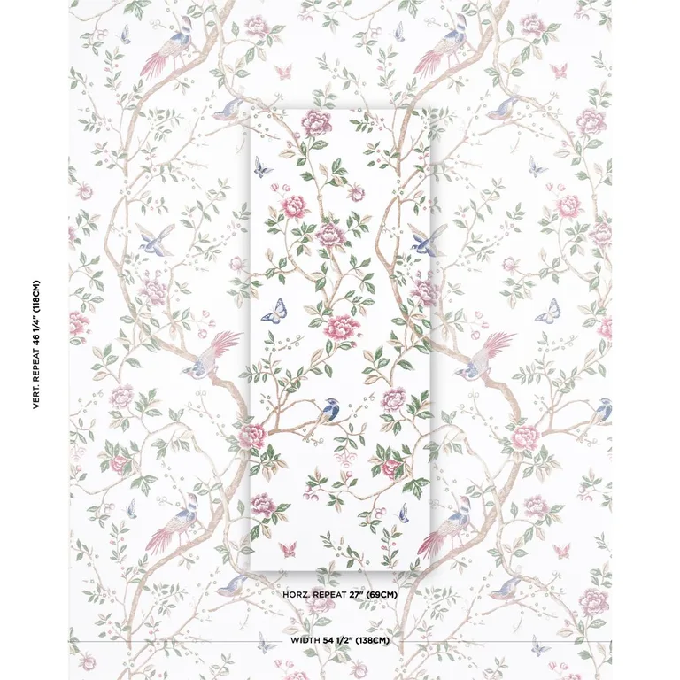Schumacher 83150 Georgia Vine Ivory fabric swatch
