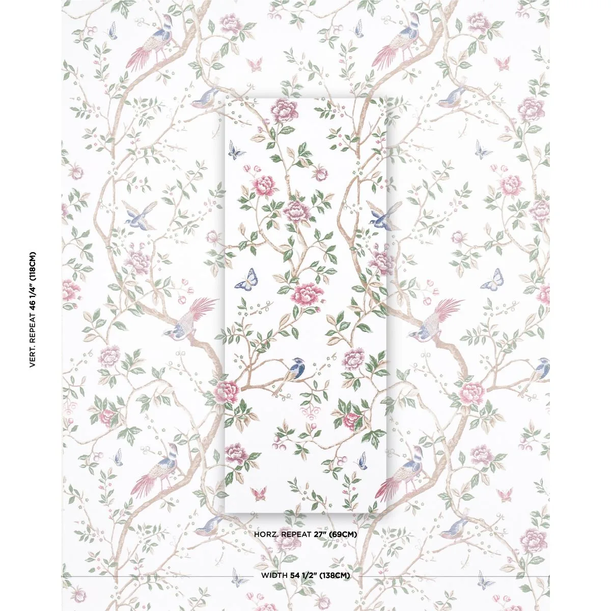 Schumacher 83150 Georgia Vine Ivory fabric swatch