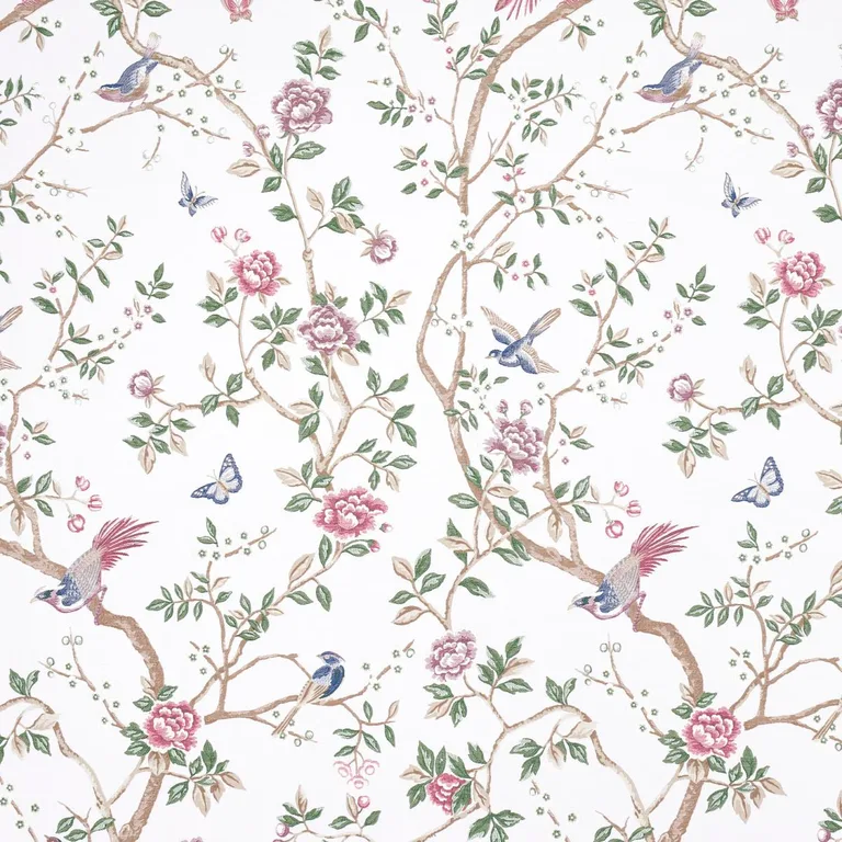 Schumacher 83150 Georgia Vine Ivory fabric swatch
