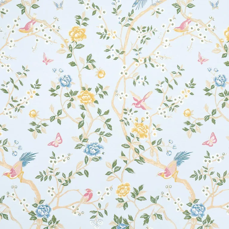 Schumacher 83151 Georgia Vine Sky fabric swatch