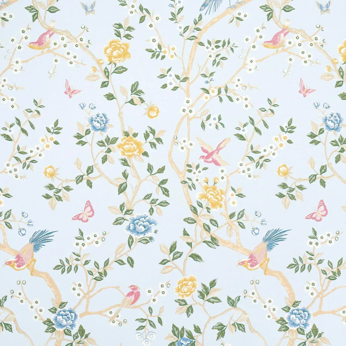Schumacher 83151 Georgia Vine Sky fabric swatch