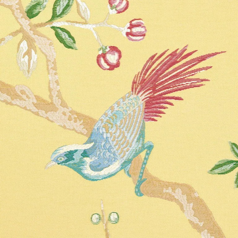 Schumacher 83152 Georgia Vine Soft Yellow fabric swatch