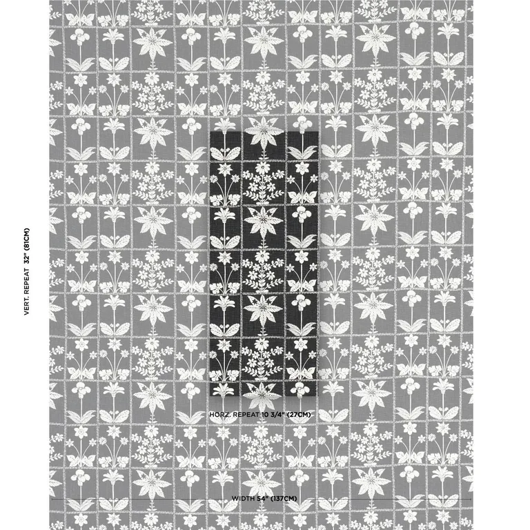 Schumacher 180893 Georgia Wildflowers Black fabric swatch