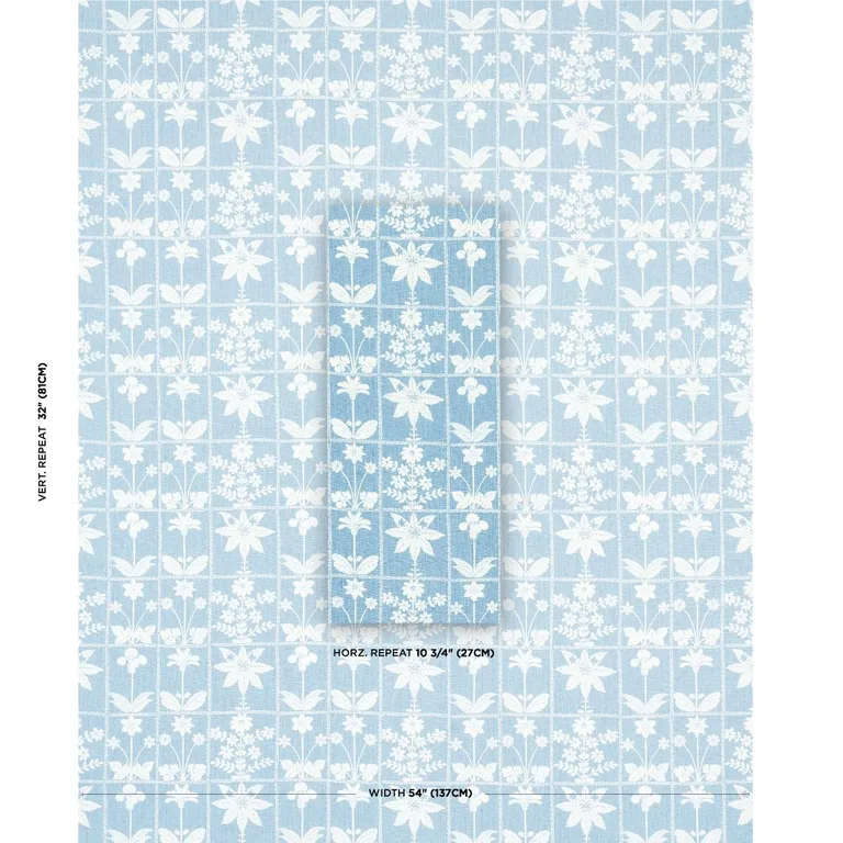 Schumacher 180892 Georgia Wildflowers Blue fabric swatch