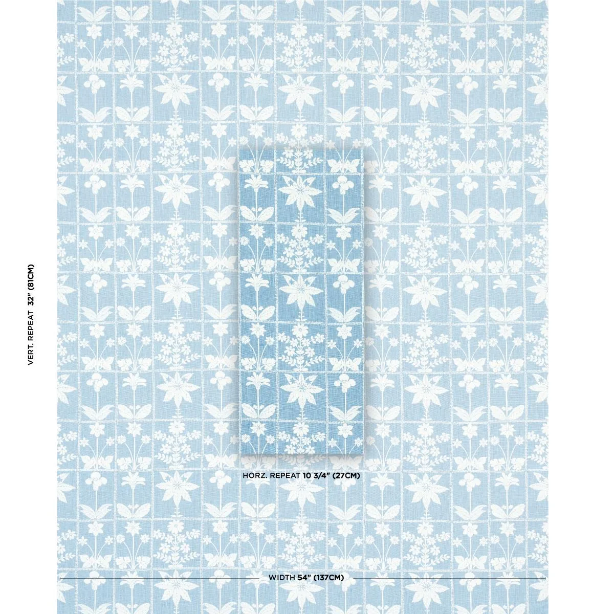 Schumacher 180892 Georgia Wildflowers Blue fabric swatch