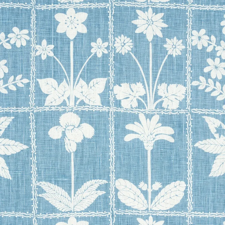 Schumacher 180892 Georgia Wildflowers Blue fabric swatch