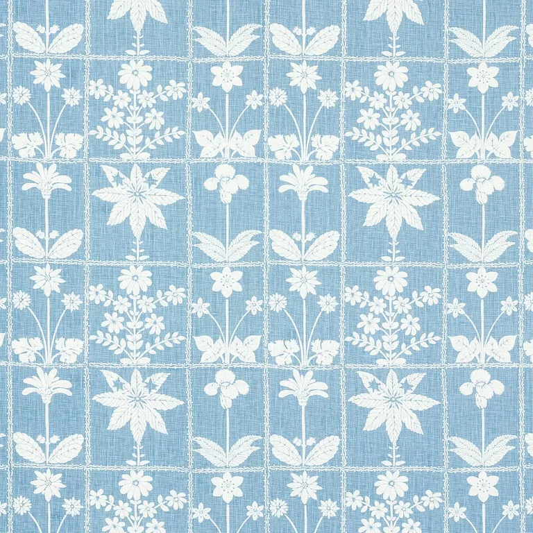 Schumacher 180892 Georgia Wildflowers Blue fabric swatch