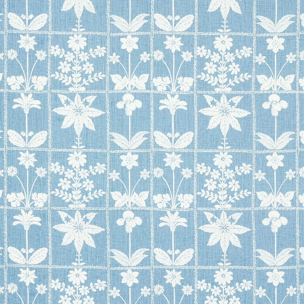 Schumacher 180892 Georgia Wildflowers Blue fabric swatch