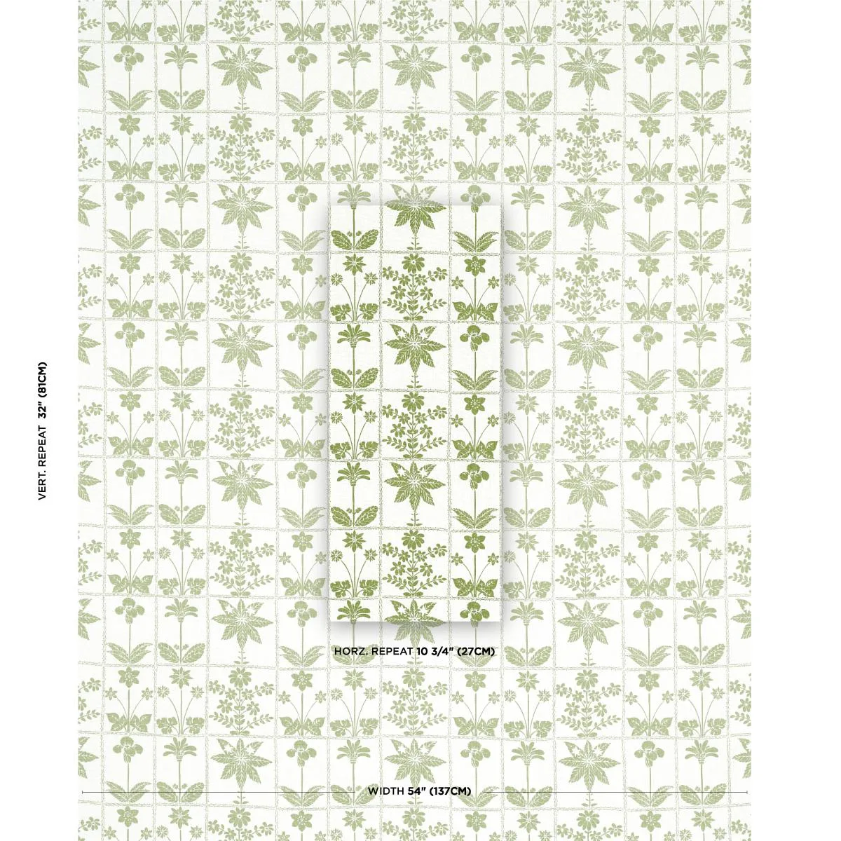 Schumacher 180890 Georgia Wildflowers Leaf fabric swatch