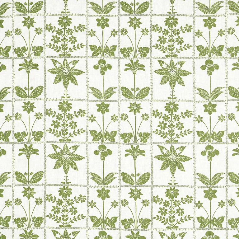 Schumacher 180890 Georgia Wildflowers Leaf fabric swatch