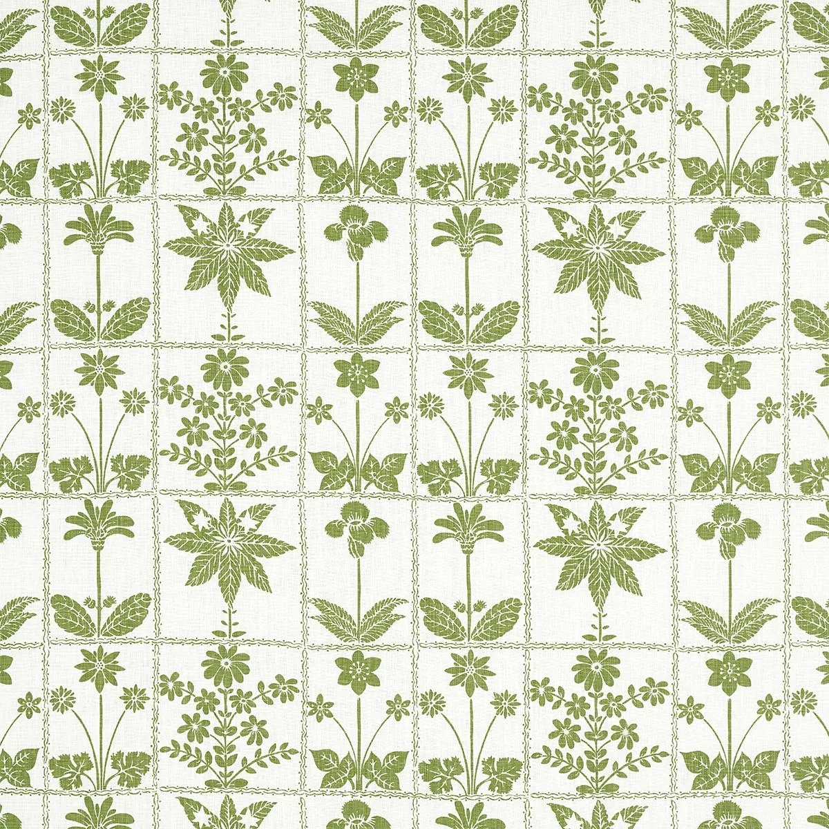 Schumacher 180890 Georgia Wildflowers Leaf fabric swatch
