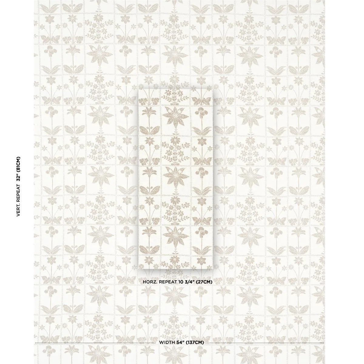 Schumacher 180891 Georgia Wildflowers Neutral fabric swatch