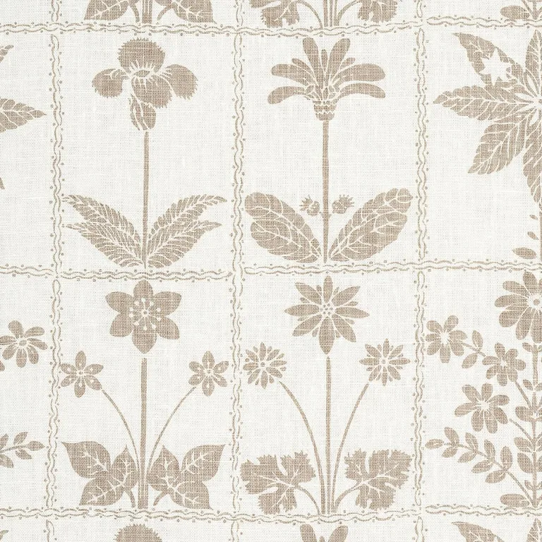 Schumacher 180891 Georgia Wildflowers Neutral fabric swatch