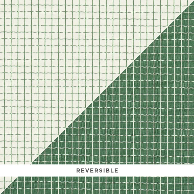 Schumacher 83693 Georgie Reversible Check Emerald fabric swatch
