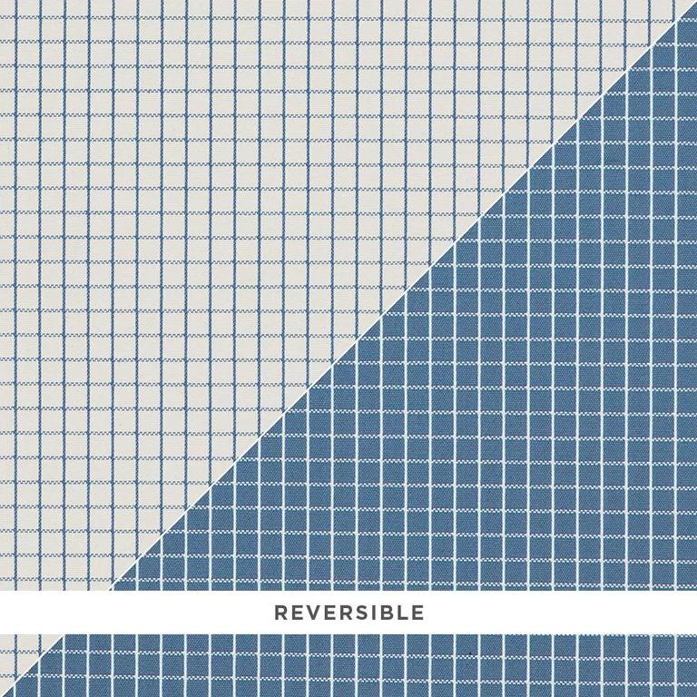Schumacher 83691 Georgie Reversible Check Indigo fabric swatch