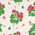 Schumacher TL400021 Geranium Red On Natural fabric swatch