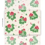 Schumacher TL400021 Geranium Red On Natural fabric swatch