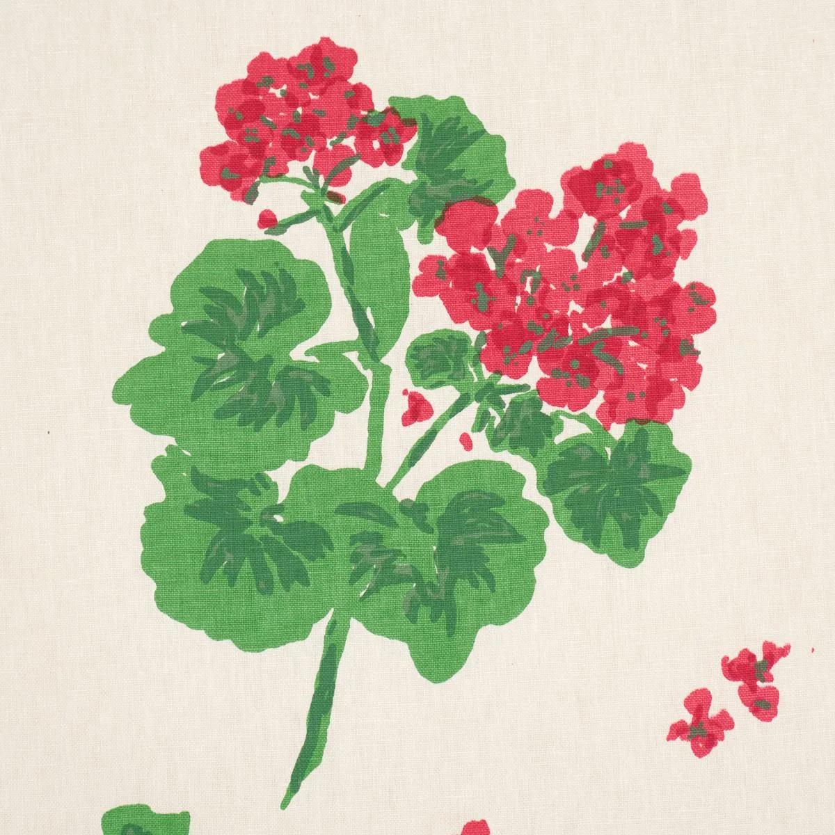 Schumacher TL400021 Geranium Red On Natural fabric swatch