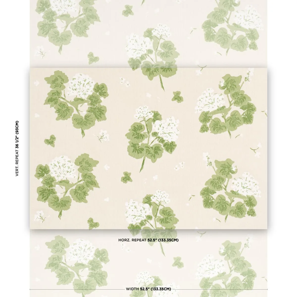 Schumacher TL400020 Geranium White On Natural fabric swatch