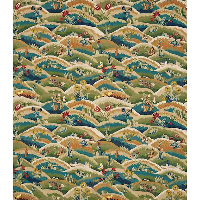 Schumacher 72450 Gerry Embroidery Document fabric swatch