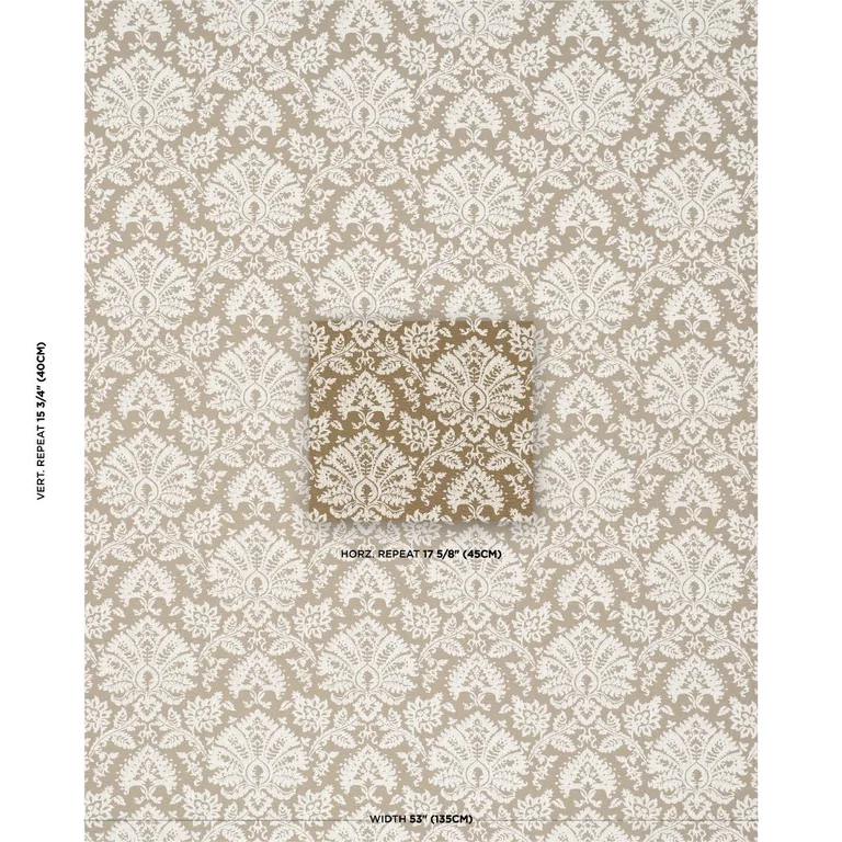 Schumacher 86162 Gianna Embroidery Caramel fabric swatch