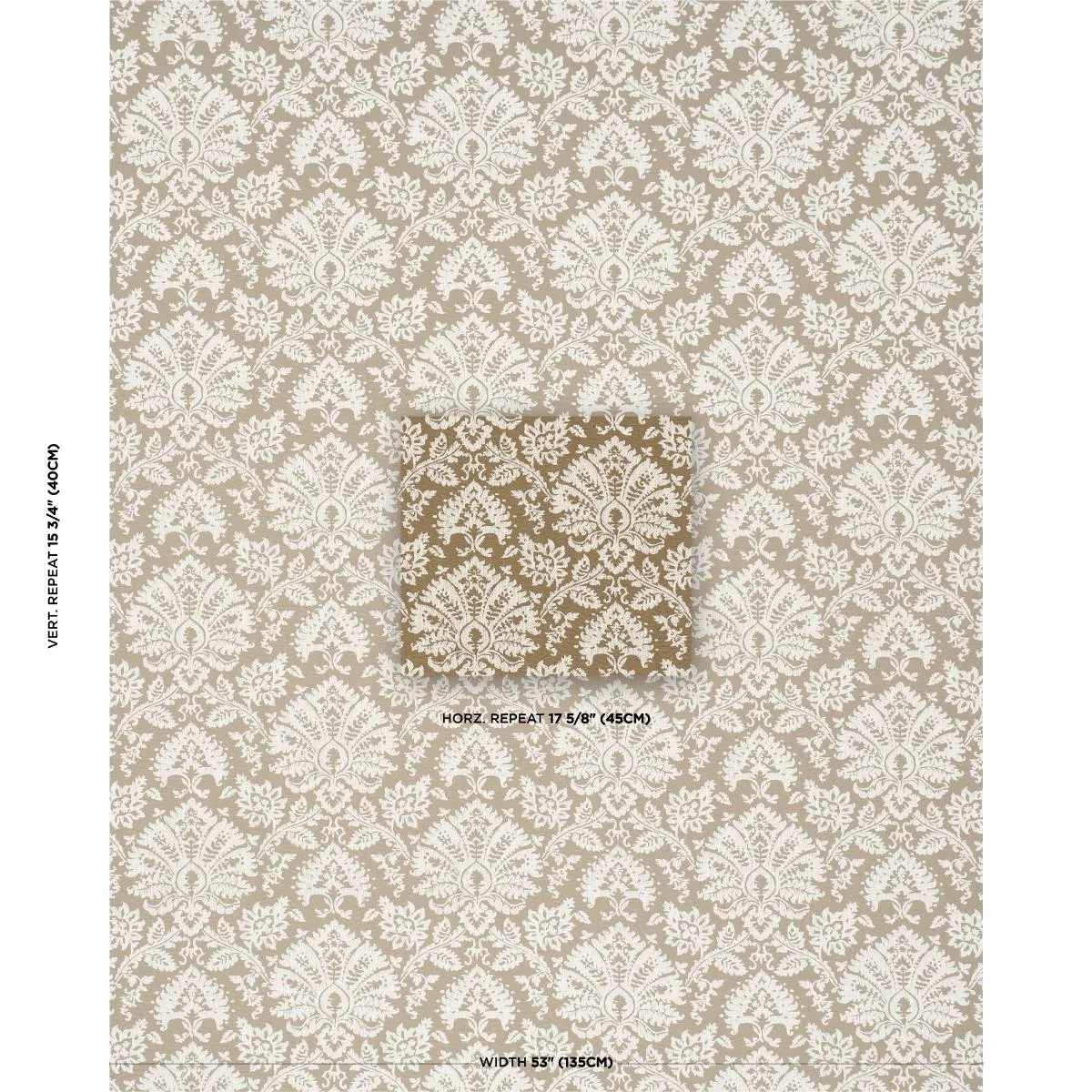 Schumacher 86162 Gianna Embroidery Caramel fabric swatch