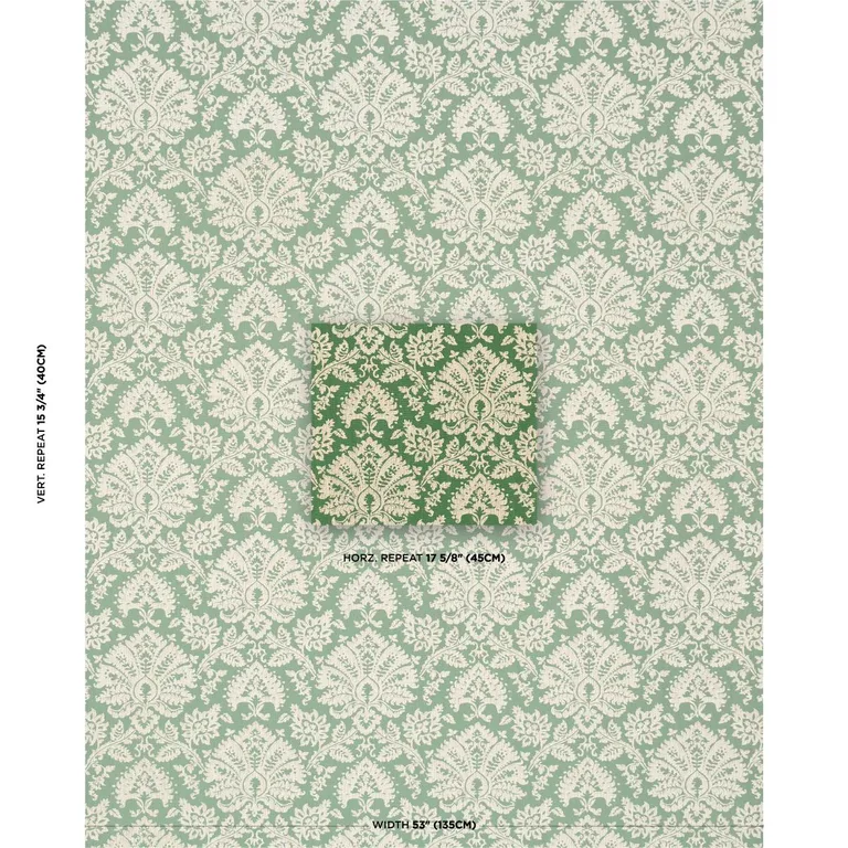 Schumacher 86160 Gianna Embroidery Emerald fabric swatch