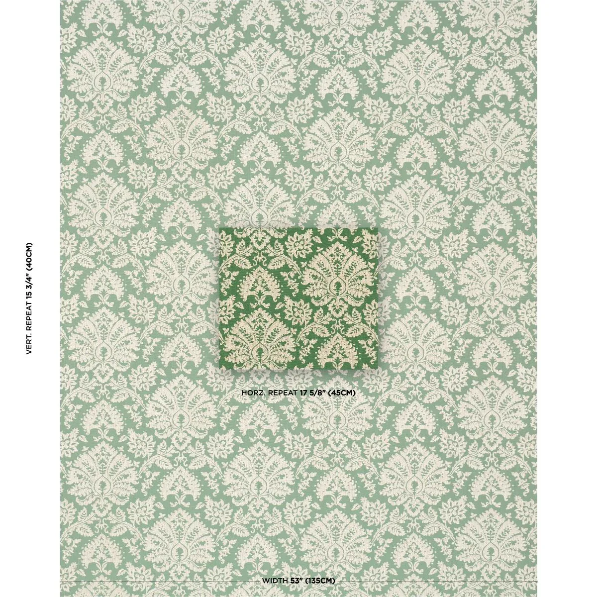 Schumacher 86160 Gianna Embroidery Emerald fabric swatch