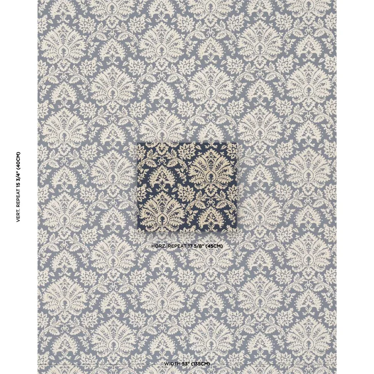 Schumacher 86161 Gianna Embroidery Indigo fabric swatch
