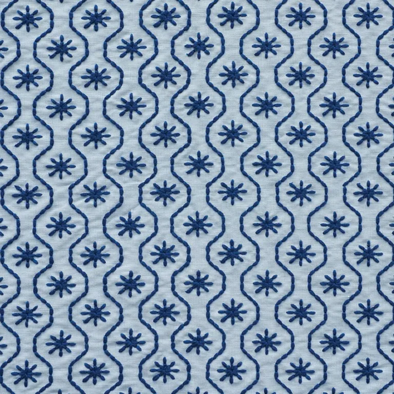 Schumacher 73492 Gigi Embroidery Blue fabric swatch