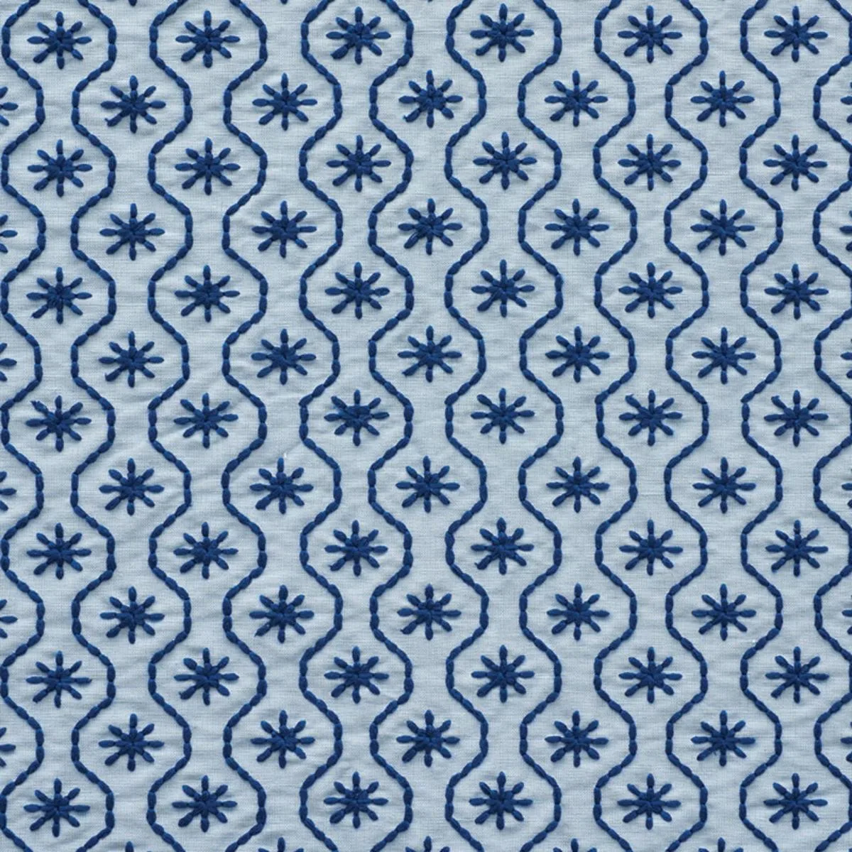 Schumacher 73492 Gigi Embroidery Blue fabric swatch