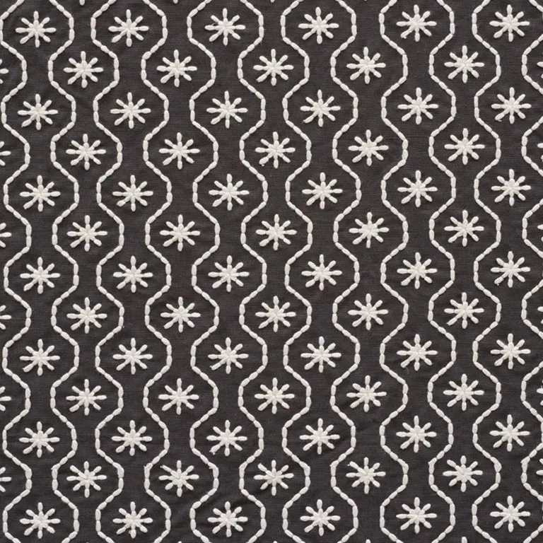 Schumacher 73493 Gigi Embroidery Graphite fabric swatch