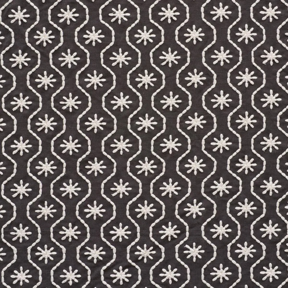 Schumacher 73493 Gigi Embroidery Graphite fabric swatch