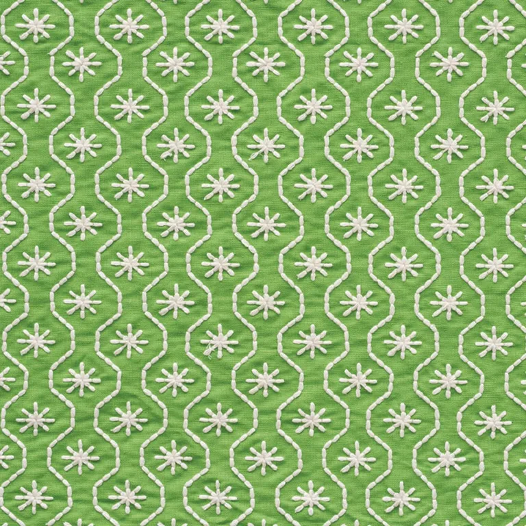 Schumacher 73490 Gigi Embroidery Green fabric swatch