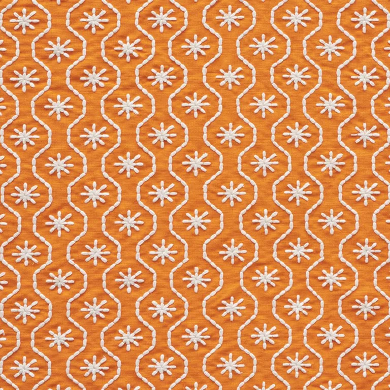 Schumacher 73491 Gigi Embroidery Orange fabric swatch