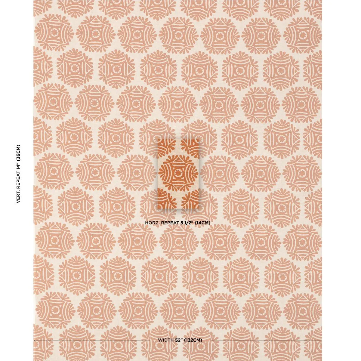 Schumacher 181540 Gilded Star Block Print Cinnamon fabric swatch