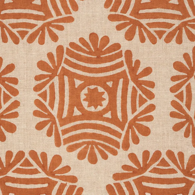 Schumacher 181540 Gilded Star Block Print Cinnamon fabric swatch