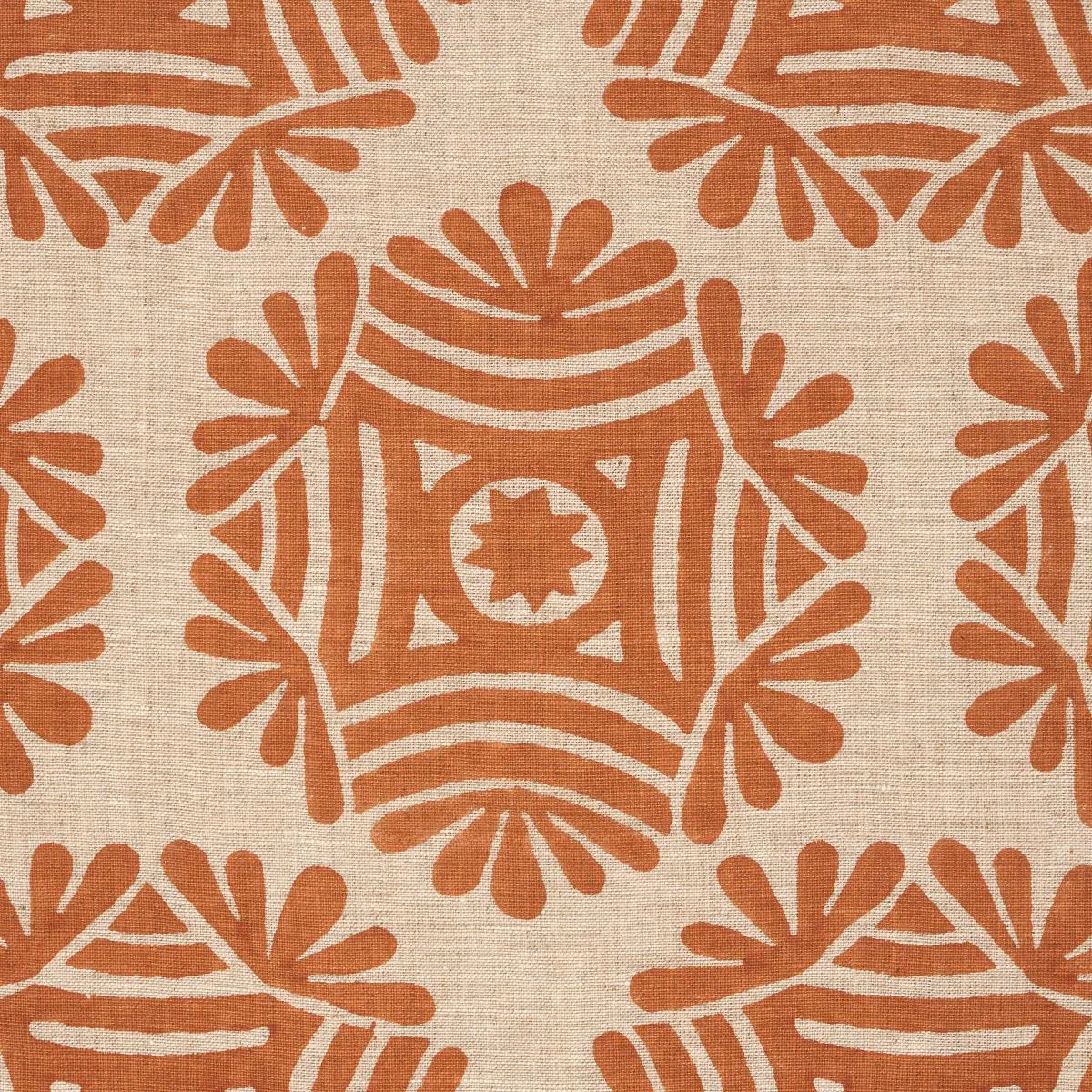 Schumacher 181540 Gilded Star Block Print Cinnamon fabric swatch