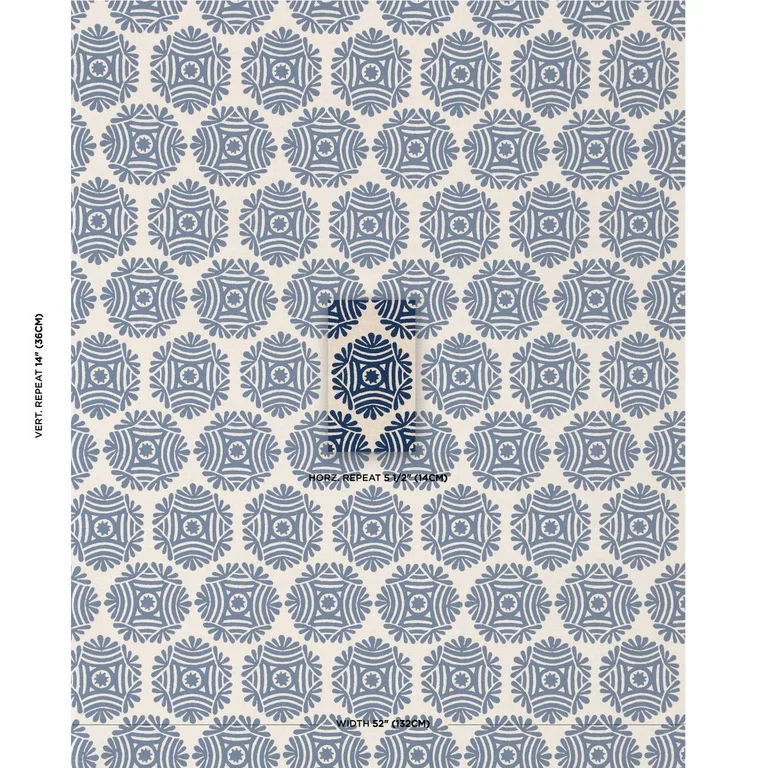 Schumacher 181541 Gilded Star Block Print Navy On Natural fabric swatch