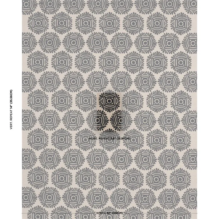 Schumacher 181543 Gilded Star Hand Block Black fabric swatch