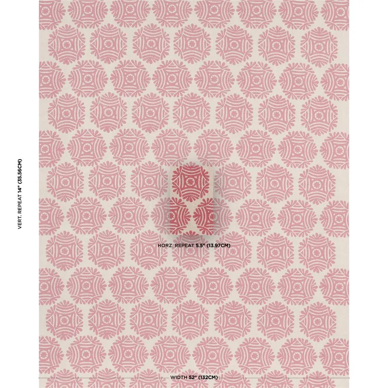 Schumacher 181544 Gilded Star Hand Block Red fabric swatch