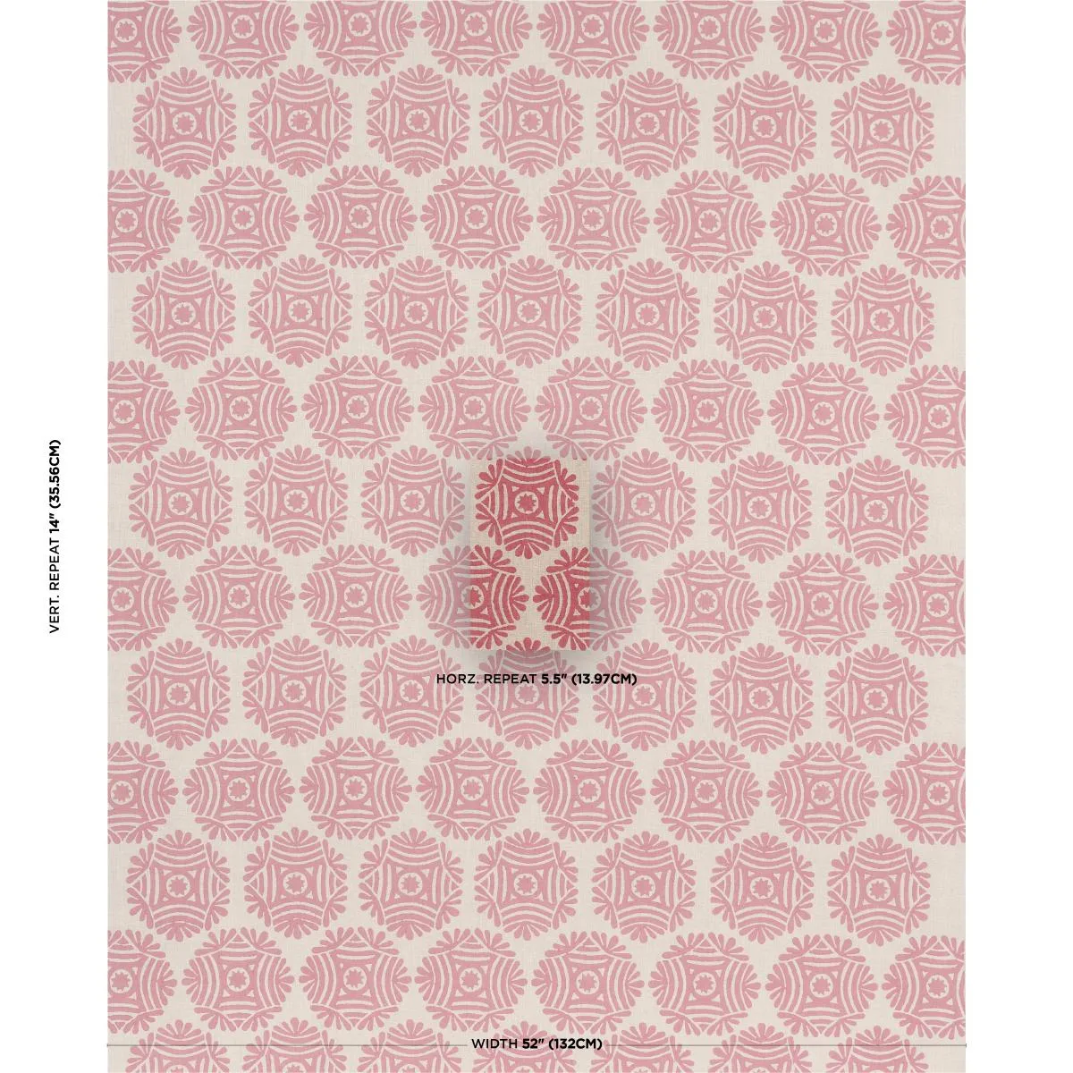 Schumacher 181544 Gilded Star Hand Block Red fabric swatch