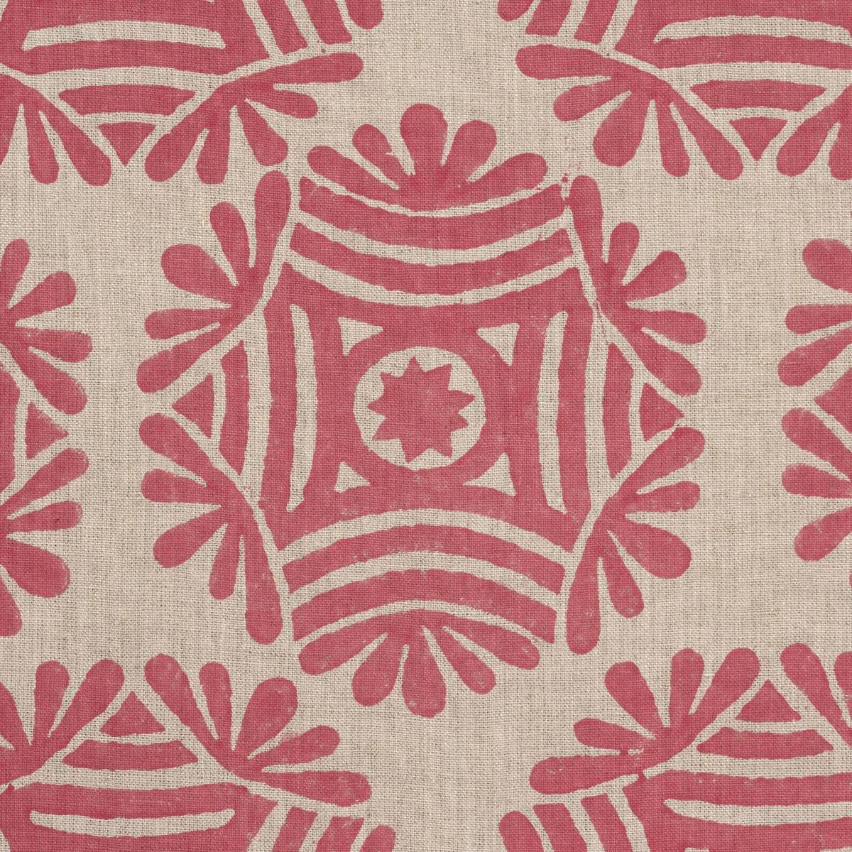 Schumacher 181544 Gilded Star Hand Block Red fabric swatch